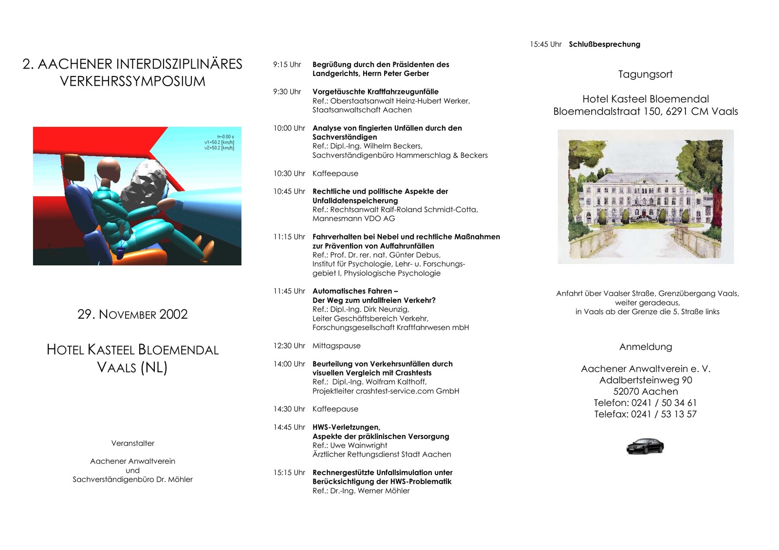 Flyer zum 2. Aachener Interdisziplinären Verkehrssymposium 2002