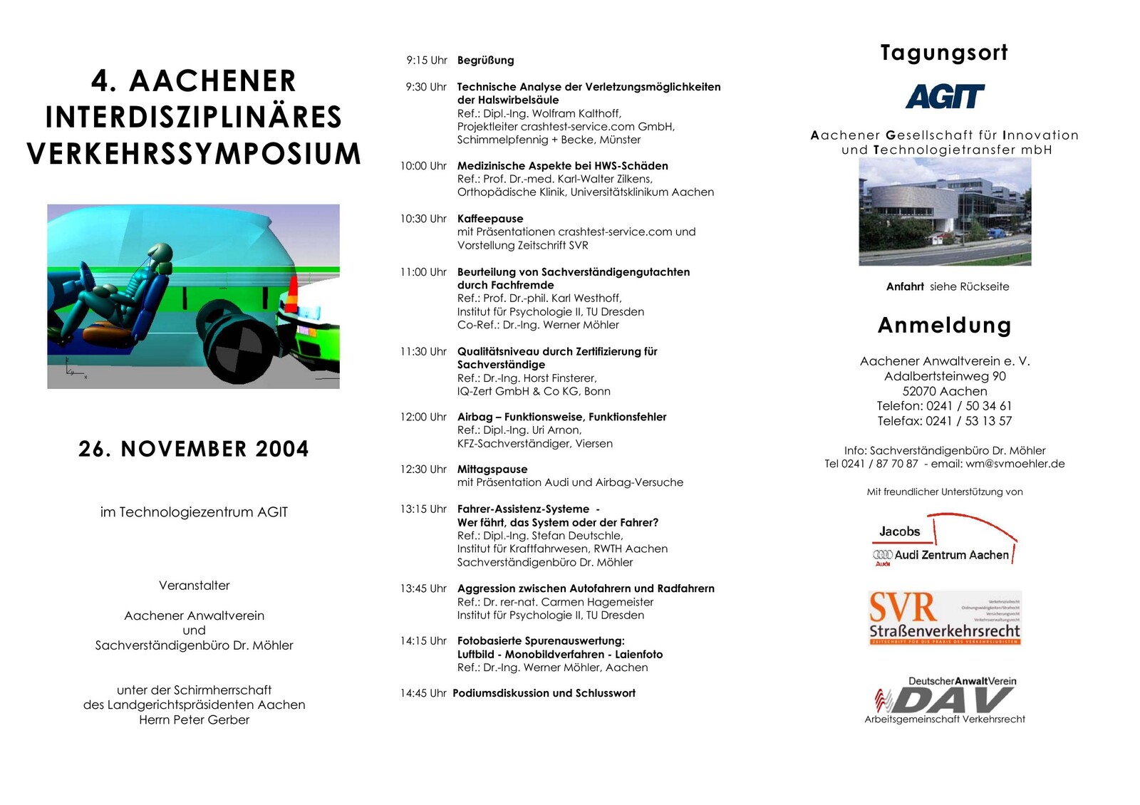 Flyer zum 4. Aachener Interdisziplinären Verkehrssymposium 2004