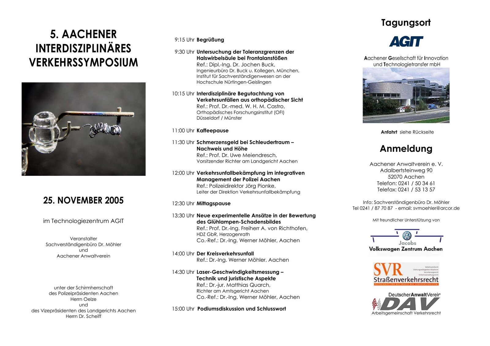 Flyer zum 5. Aachener Interdisziplinären Verkehrssymposium 2005
