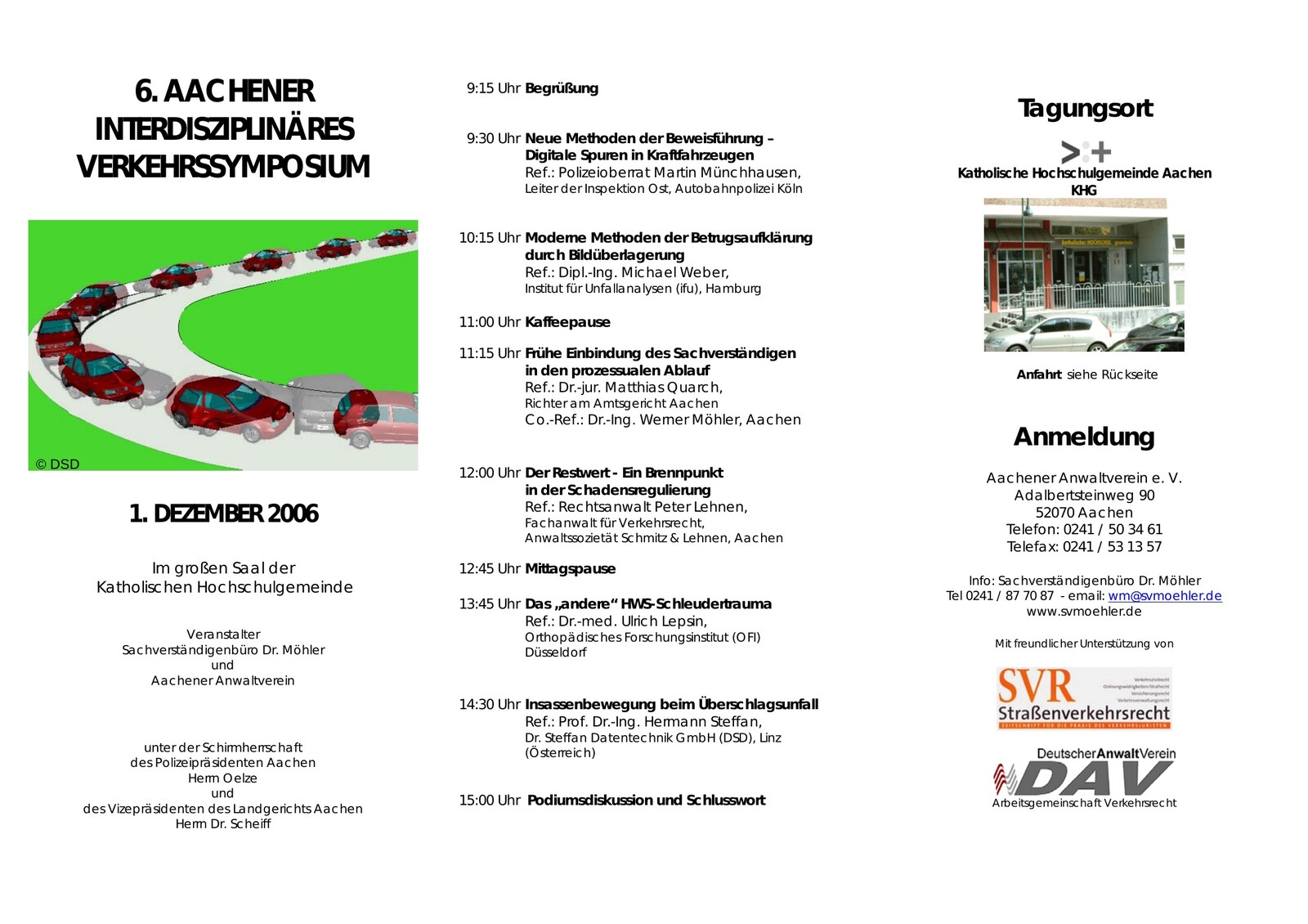 Flyer zum 6. Aachener Interdisziplinären Verkehrssymposium 2006