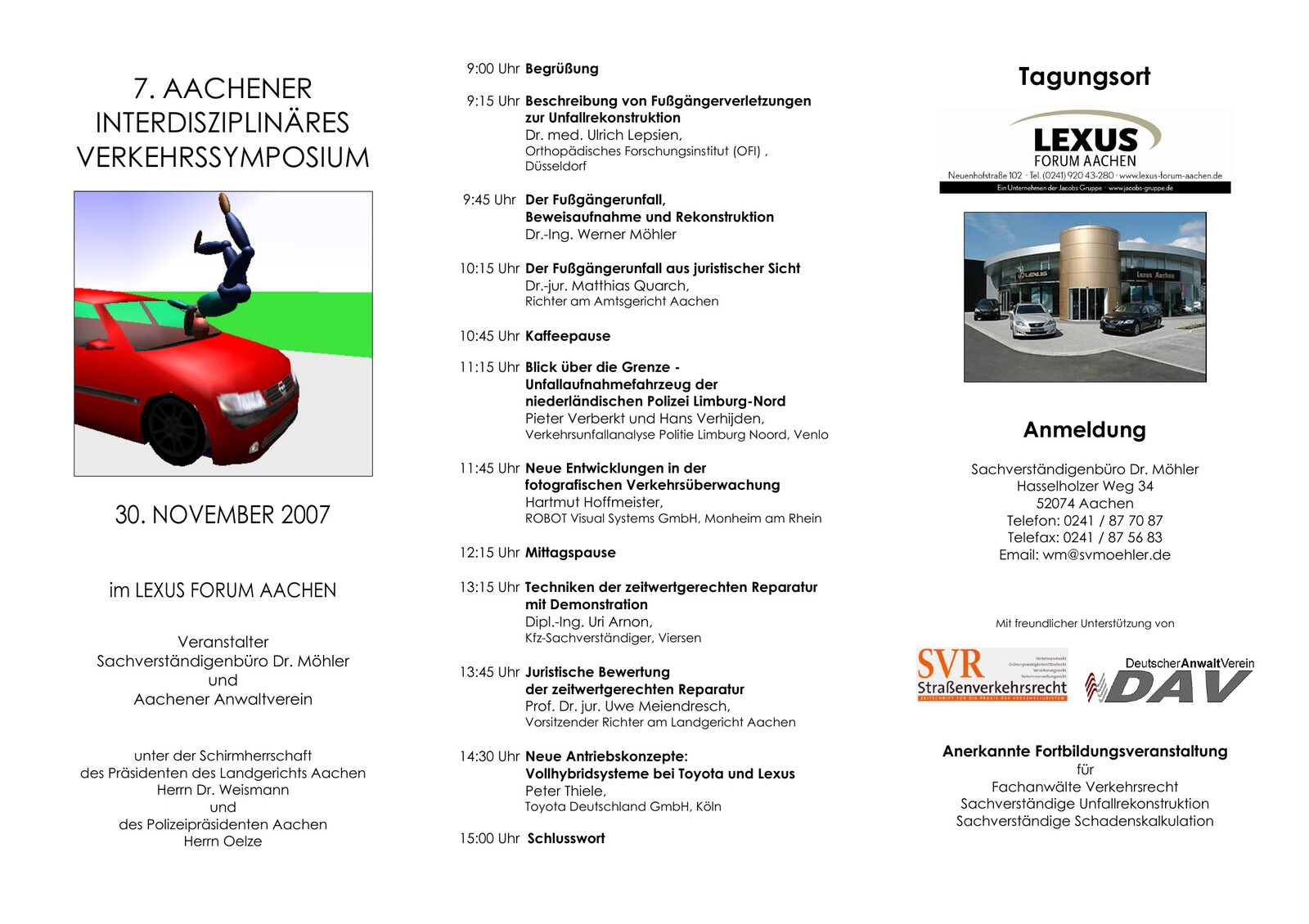 Flyer zum 7. Aachener Interdisziplinären Verkehrssymposium 2007