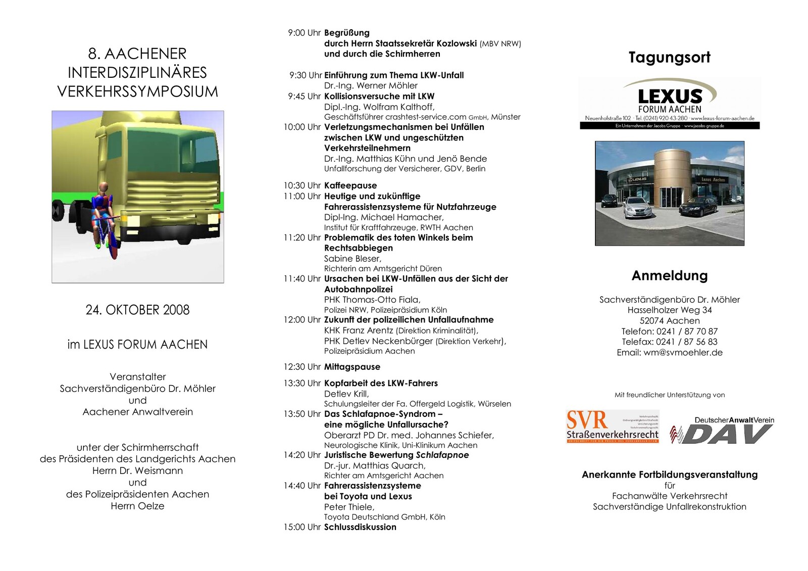 Flyer zum 8. Aachener Interdisziplinären Verkehrssymposium 2008