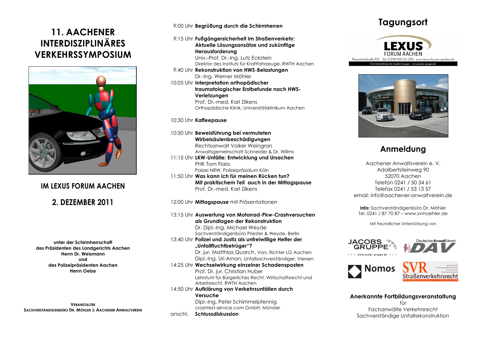 Flyer zum 11. Aachener Interdisziplinären Verkehrssymposium 2011