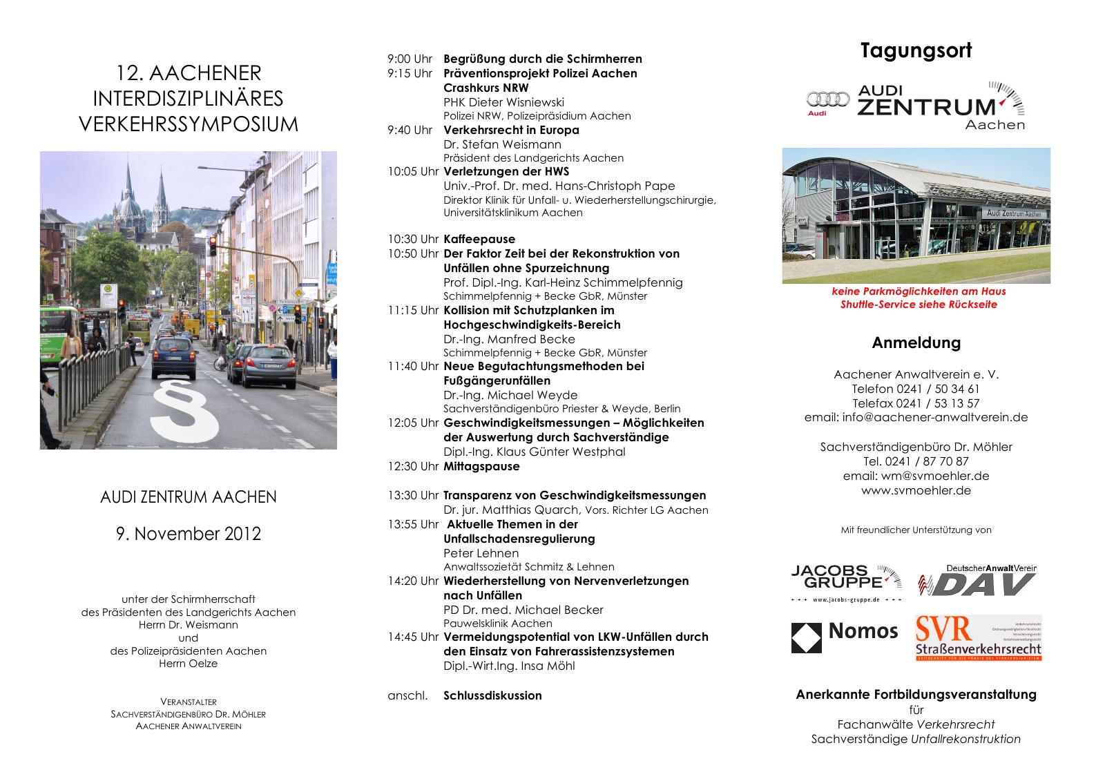 Flyer zum 12. Aachener Interdisziplinären Verkehrssymposium 2012