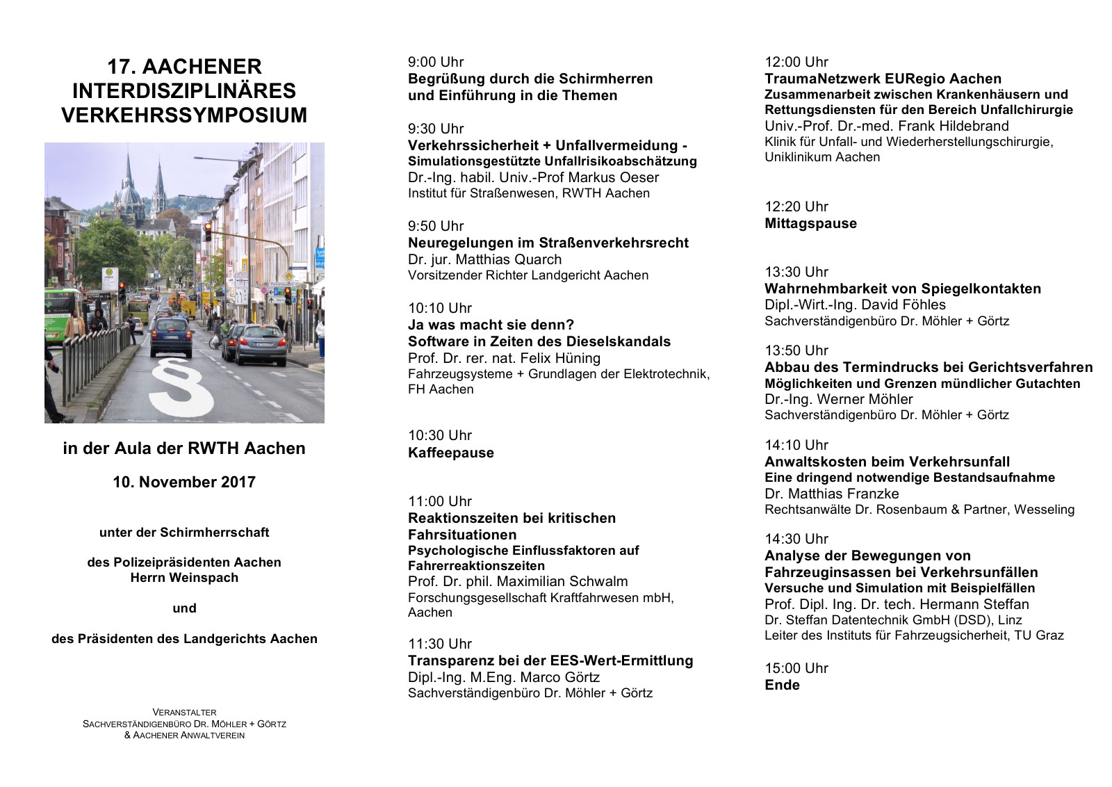 Flyer zum 17. Aachener Interdisziplinären Verkehrssymposium 2017