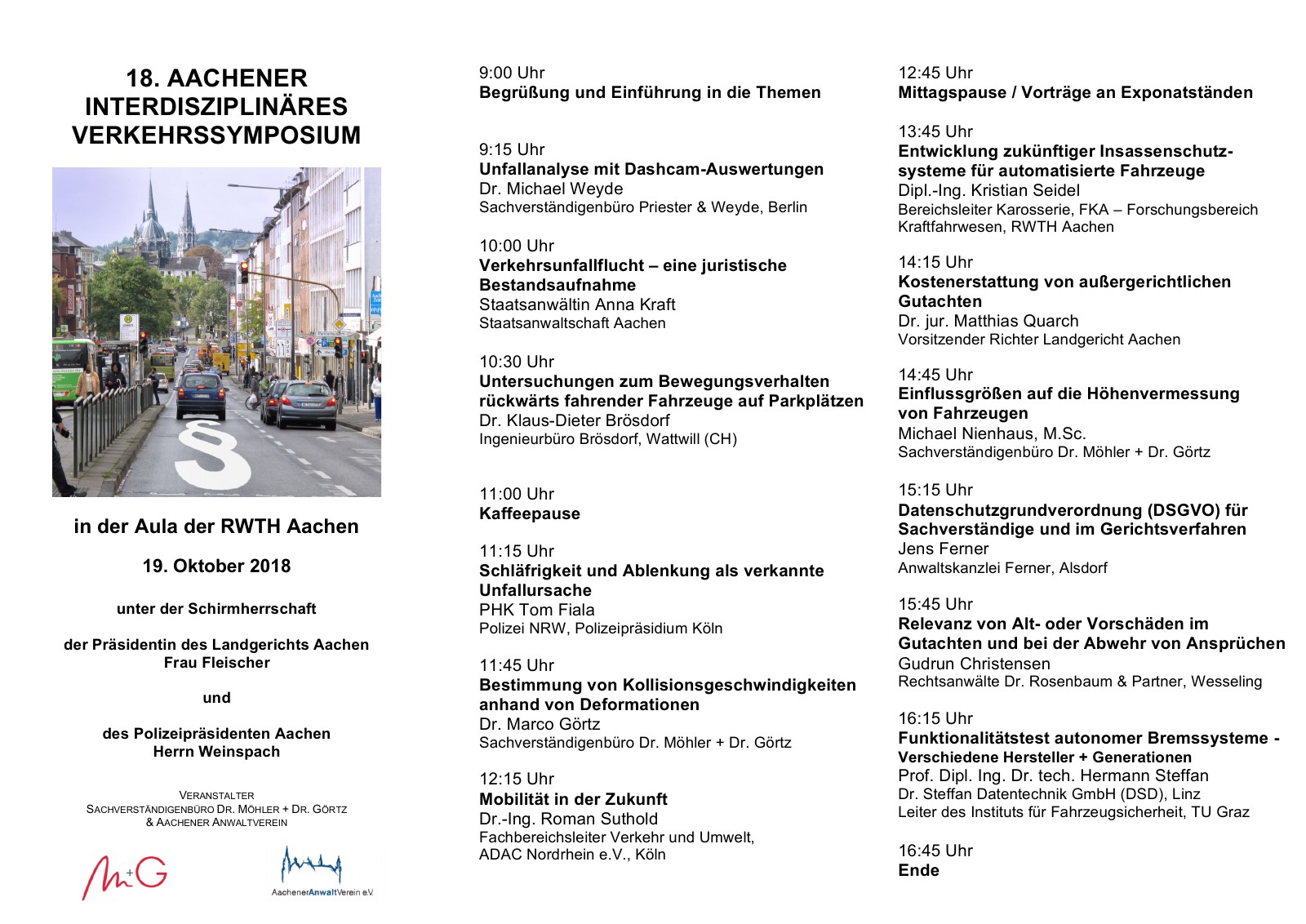 Flyer zum 18. Aachener Interdisziplinären Verkehrssymposium 2018