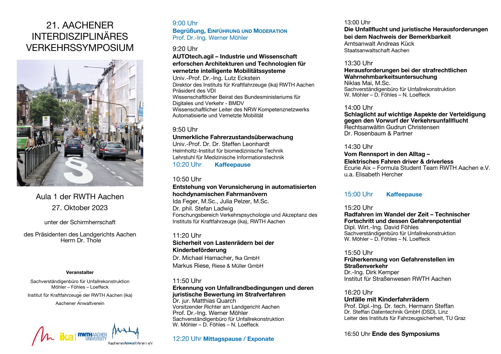 Flyer zum 21. Aachener Interdisziplinären Verkehrssymposium 2023