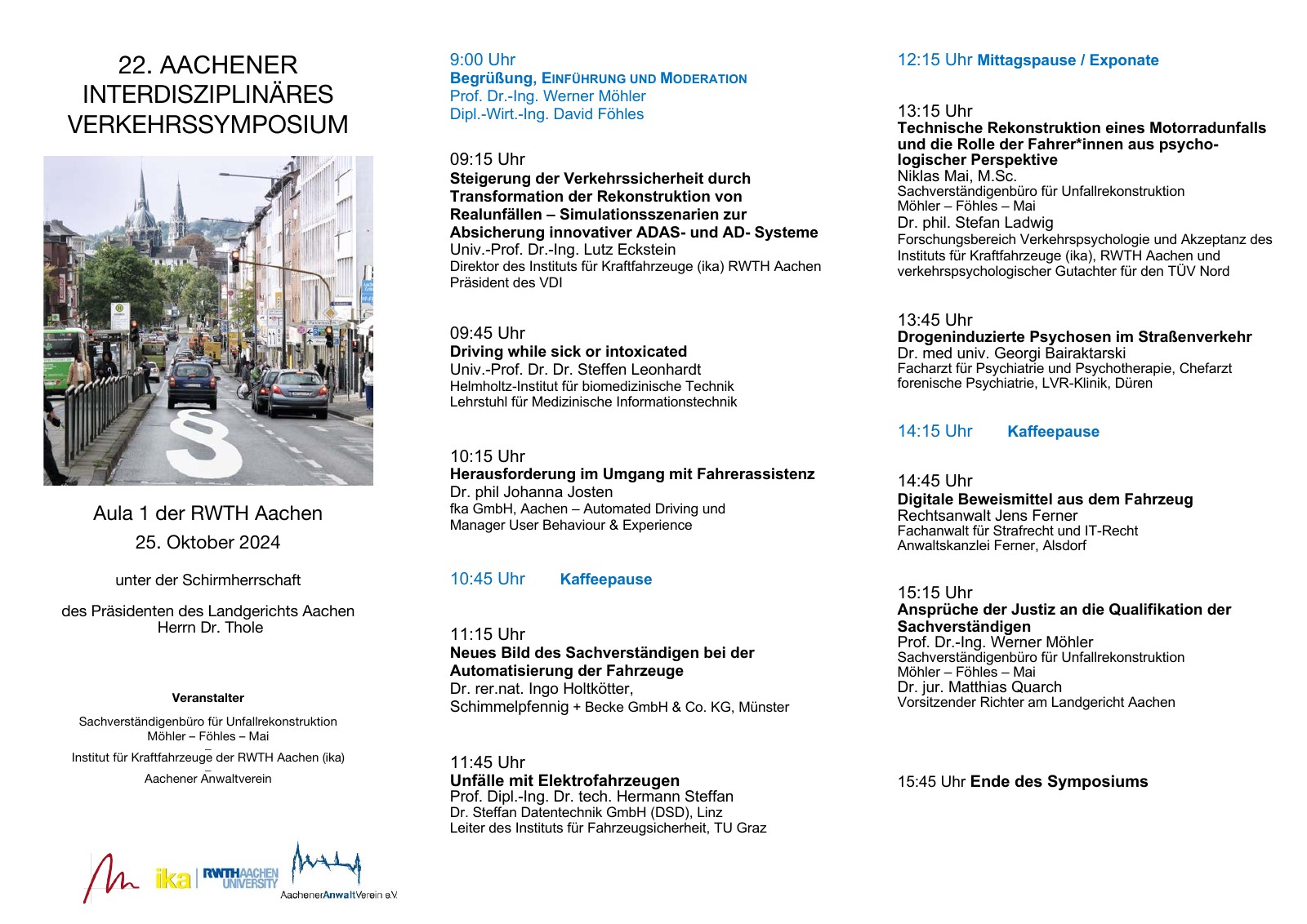 Flyer zum 22. Aachener Interdisziplinären Verkehrssymposium 2024