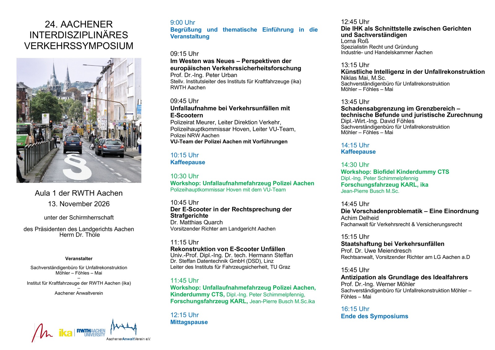 Titelseite des Flyers zum 24. Aachener Interdisziplinären Verkehrssymposium